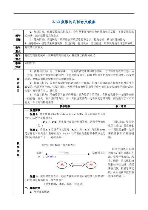 3.1.2复数的几何意义教案