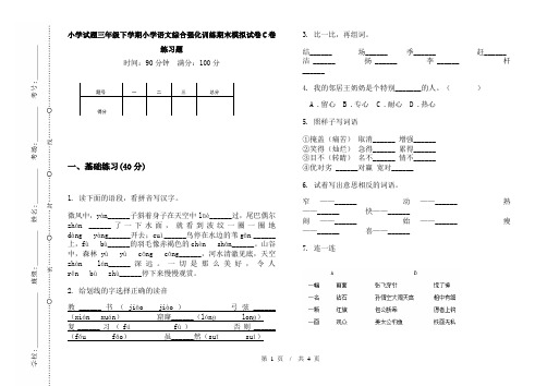 小学试题三年级下学期小学语文综合强化训练期末模拟试卷C卷练习题