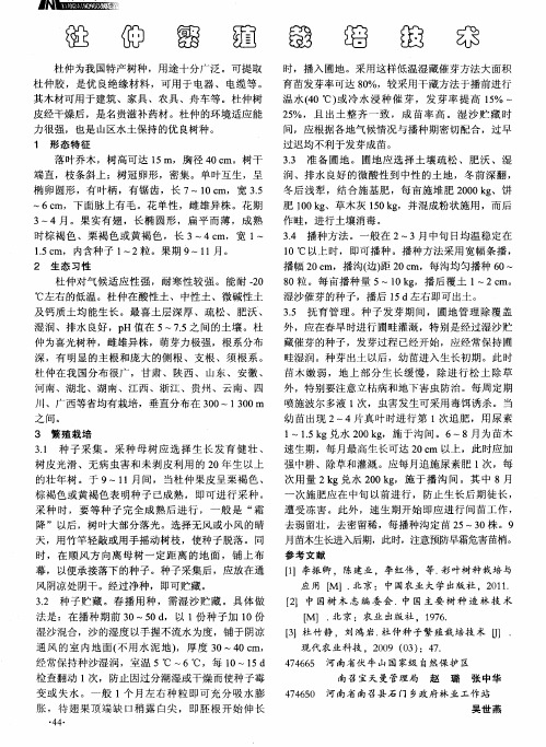 杜仲繁殖栽培技术
