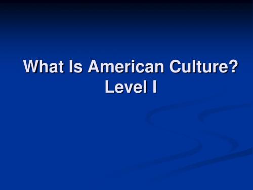 美国人的文化  What is American Culture