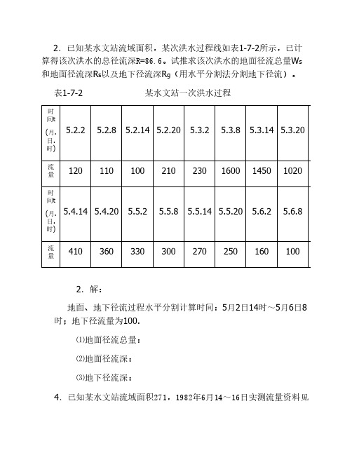 工程水文学计算题