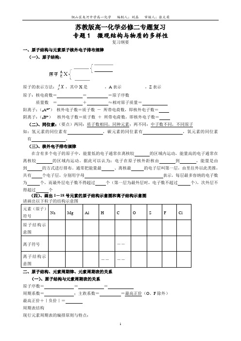 苏教版高一化学必修二专题复习资料