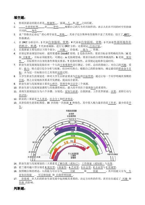 职业生涯规划  考题及详解