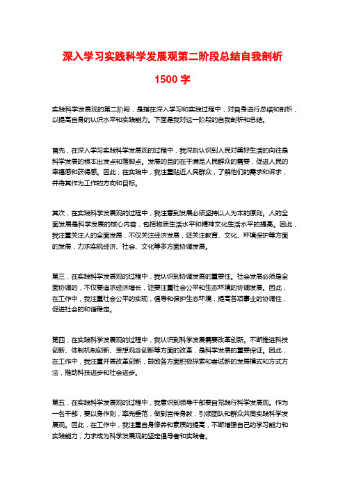 深入学习实践科学发展观第二阶段总结自我剖析