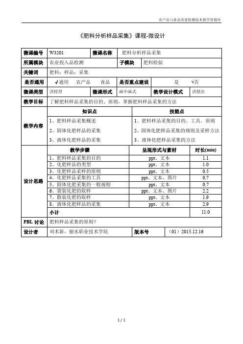 生产环境与农业品投入检测W3201-1-肥料分析样品采集微设计