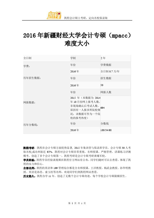 2016年新疆财经大学会计专硕(mpacc)难度大小