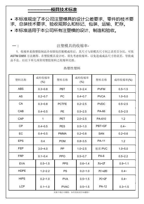 模具技术标准最新版本