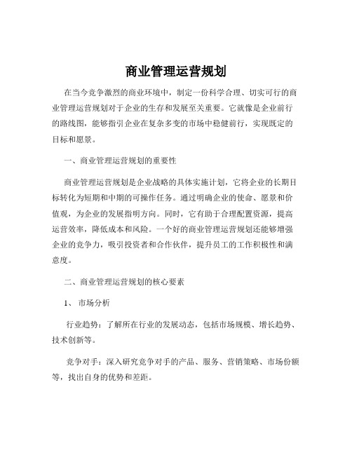 商业管理运营规划