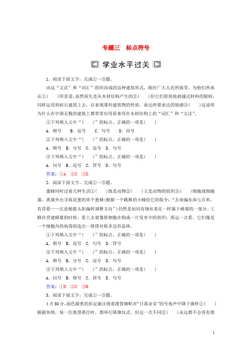 2019高考语文一轮复习板块一基础知识及运用专题三标点符号训练