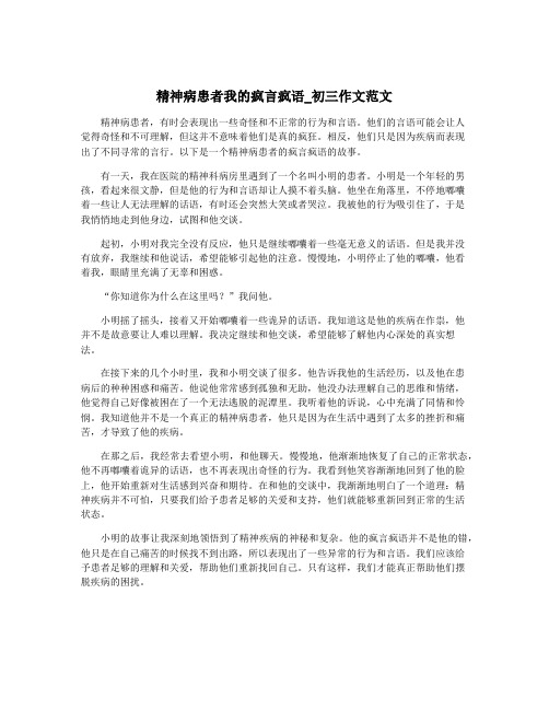 精神病患者我的疯言疯语_初三作文范文