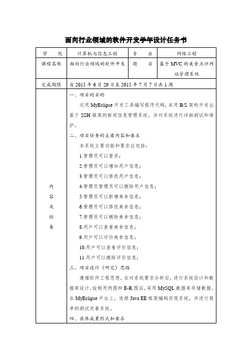 基于MVC的美食点评网站管理系统