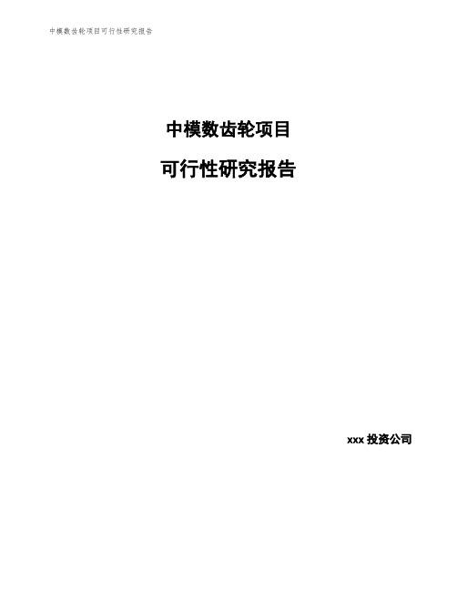 中模数齿轮项目可行性研究报告