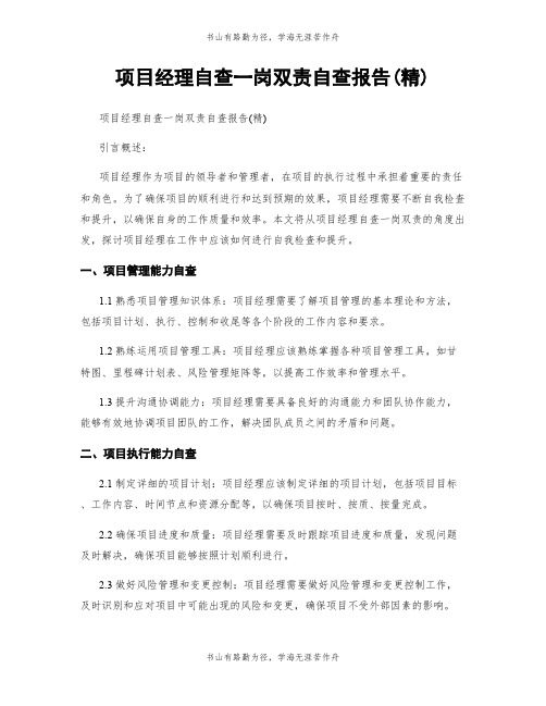 项目经理自查一岗双责自查报告(精)