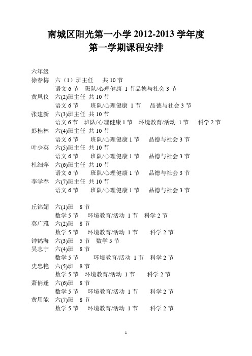 南城区阳光第一小学2012-2013学年度