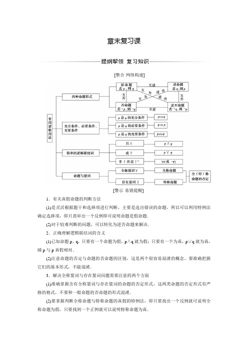 【金版学案】高中数学人教A版选修2-1练习：章末复习课1(含答案解析)