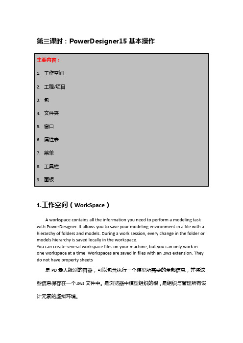 第三课时：PowerDesigner15基本操作1工作空间