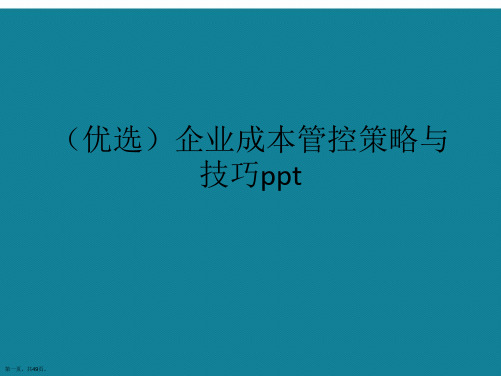 企业成本管控策略与技巧ppt详解.