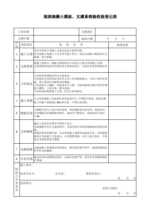 模板工程验收表