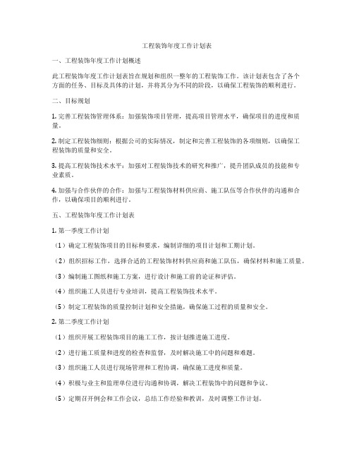 工程装饰年度工作计划表