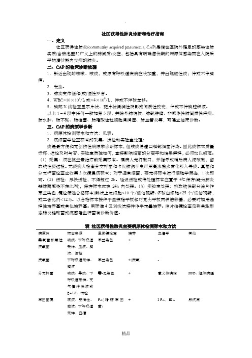 社区获得性肺炎诊断和治疗指南