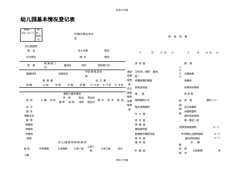 幼儿园基本情况登记表之欧阳文创编