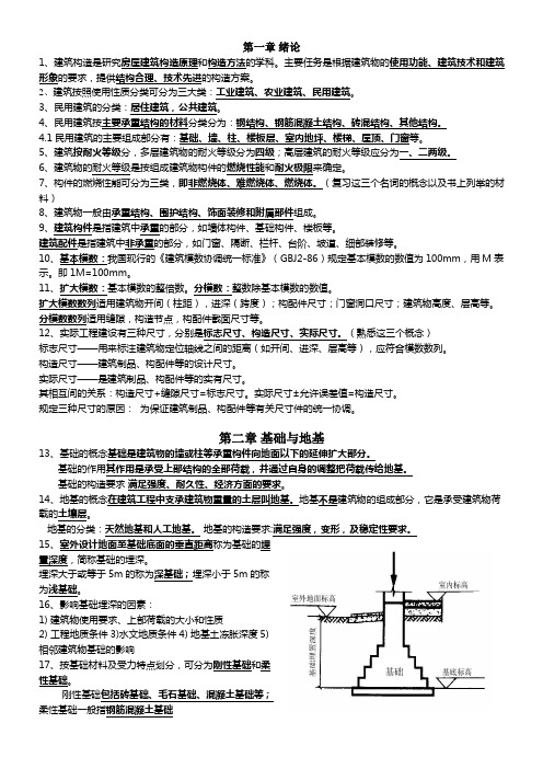 房屋建筑工程概论《房屋建筑构造》自考08984复习资料