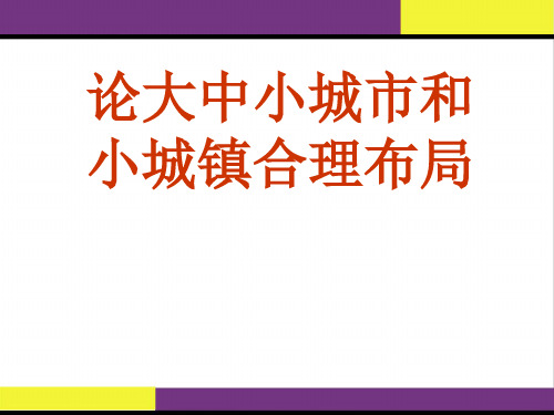 大中小城市和小城镇合理布局