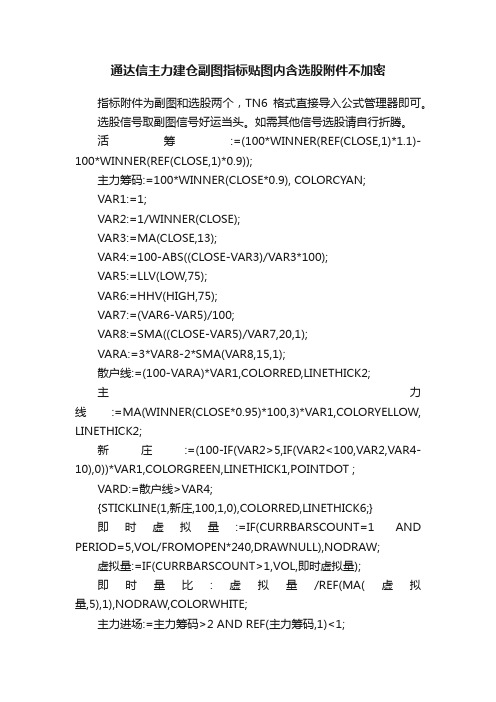 通达信主力建仓副图指标贴图内含选股附件不加密