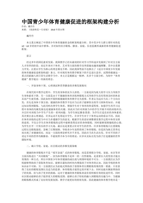 中国青少年体育健康促进的框架构建分析