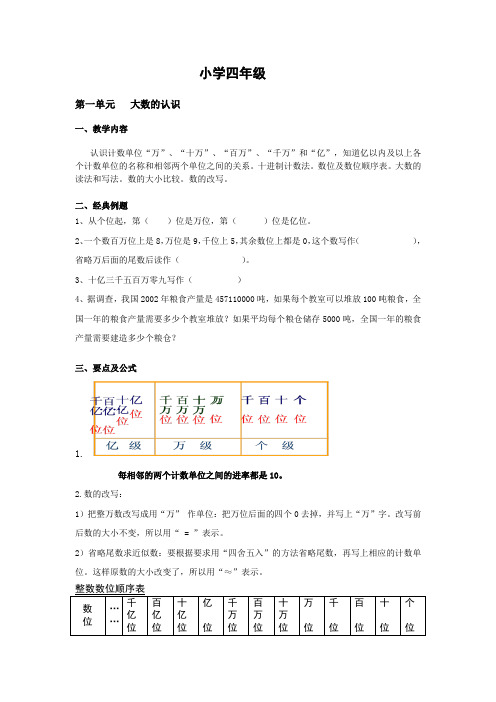 小学四年级数学提纲