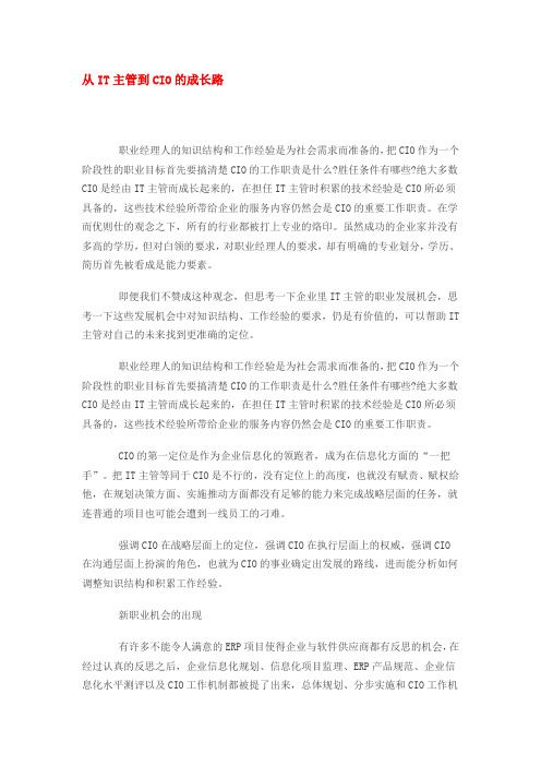 从IT主管到CIO的成长路