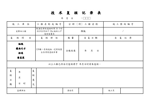 技术复核记录表模板