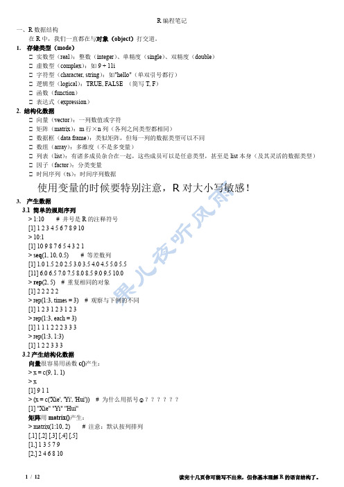 R语言教程笔记-入门级1--不求甚解