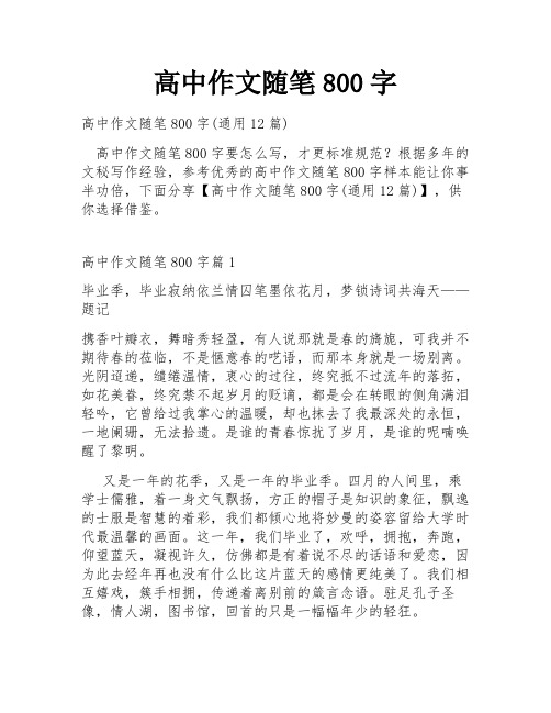 高中作文随笔800字