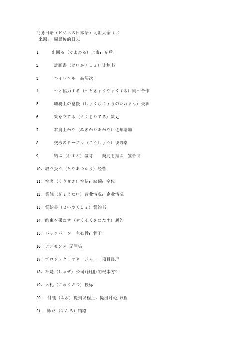 商务日语(ビジネス日本语)词汇大全(1)