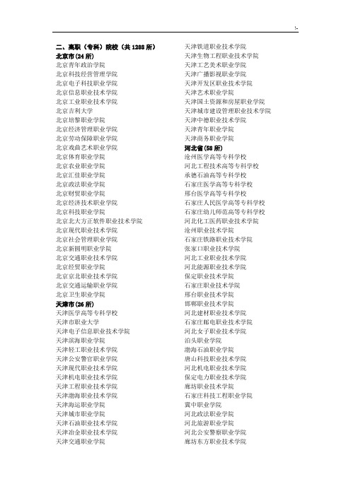 全国职业院校详细名单