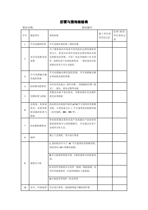 防雷与接地检验表