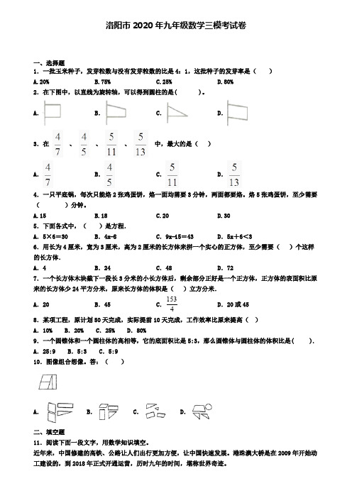 洛阳市2020年九年级数学三模考试卷