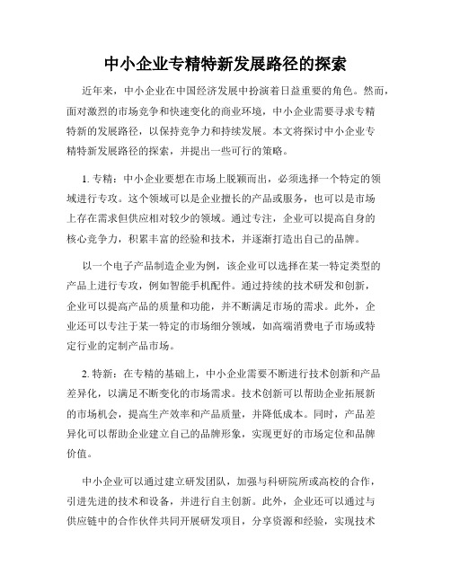 中小企业专精特新发展路径的探索