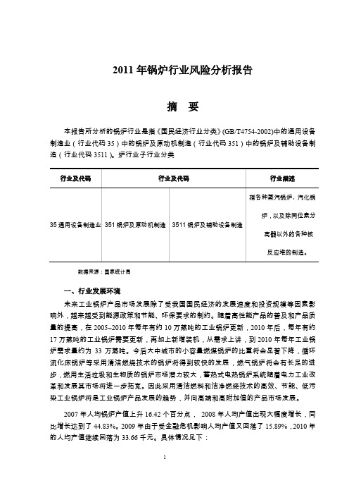 锅炉行业风险分析报告