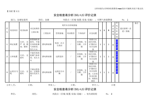 【安全】仓库安全检查表分析SCLLS评价记录812