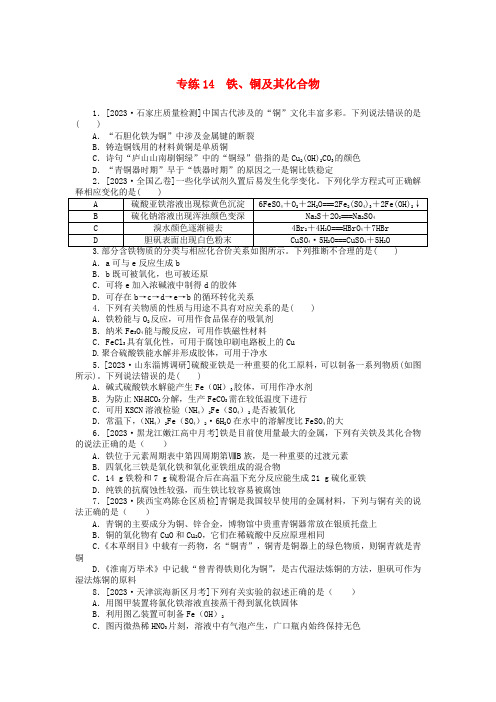 高考化学一轮复习微专题小练习专练14铁铜及其化合物_1