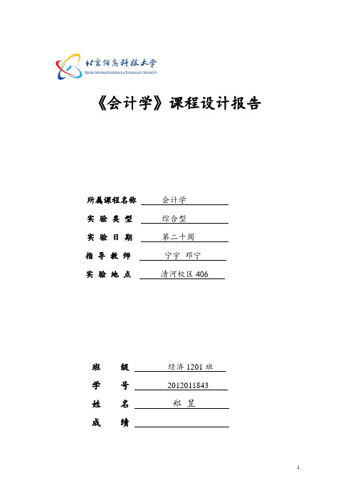 会计学课程设计报告