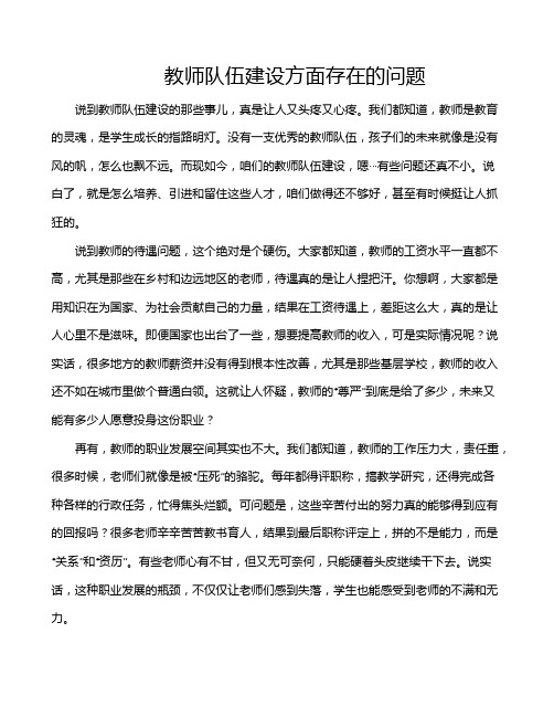 教师队伍建设方面存在的问题