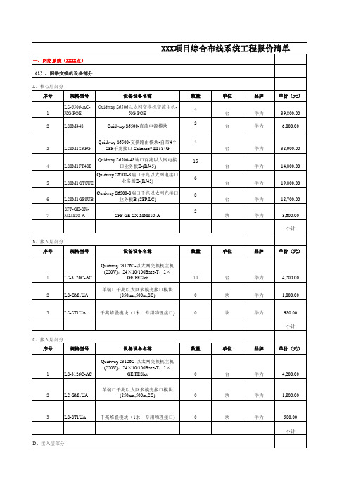 项目综合布线系统工程报价清单