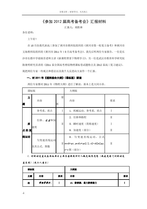 参加届高考备考会汇报材料