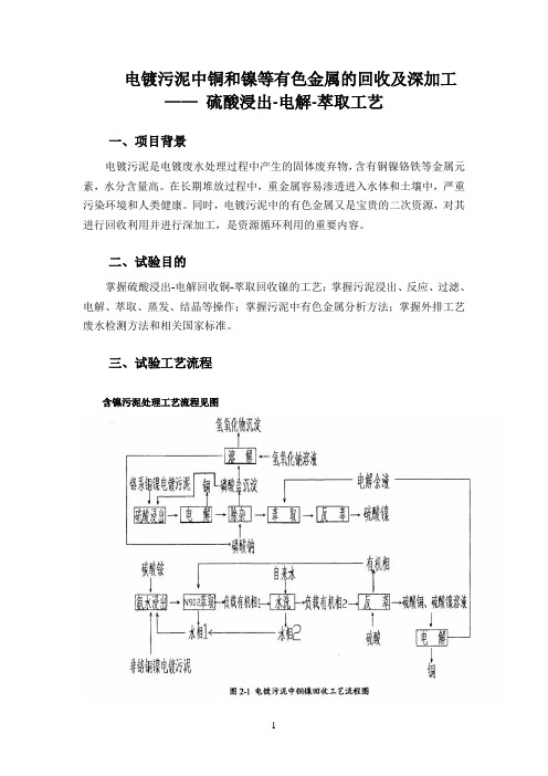 电镀污泥中铜和镍等-硫酸浸出-电解-萃取工艺