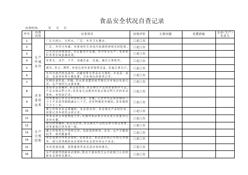 食品安全状况自查记录