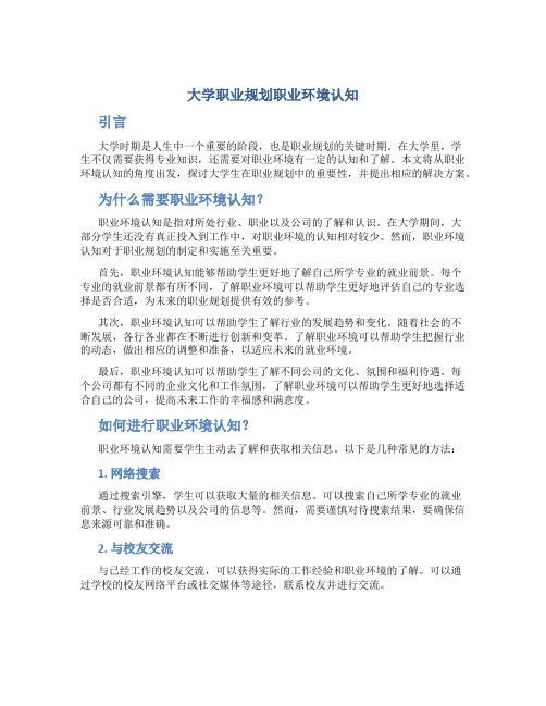 大学职业规划职业环境认知