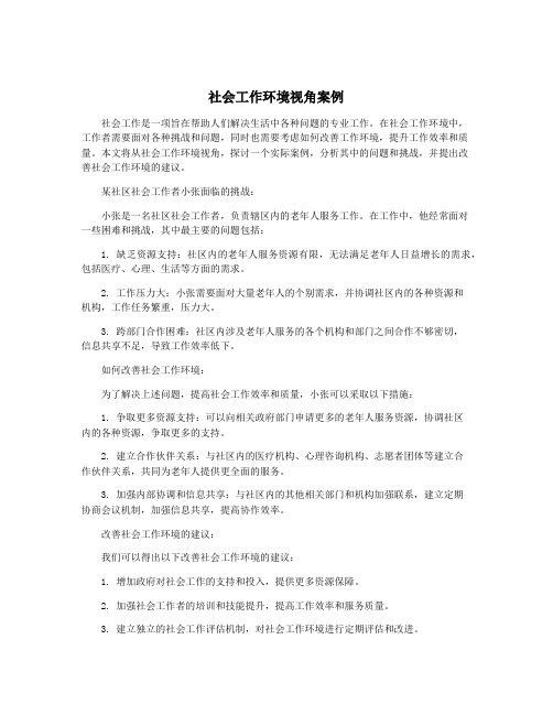 社会工作环境视角案例